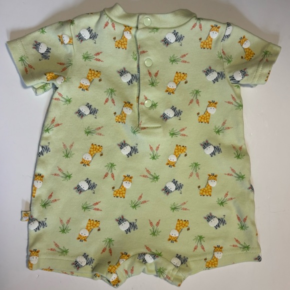 Class Club Baby 3 mo romper 1 piece shorts green giraffes & hippos unisex - Picture 2 of 6